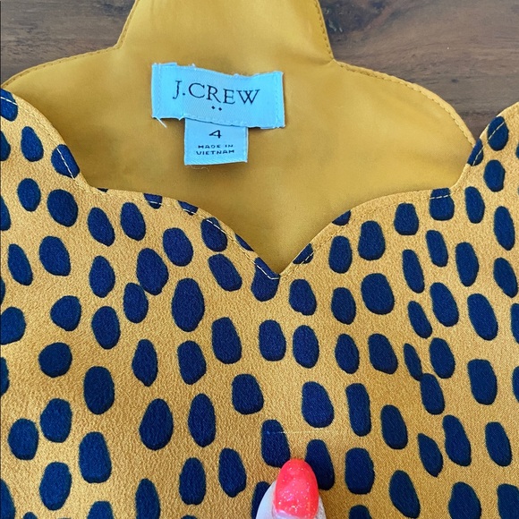 J. Crew leopard print cami tank top scalloped cami golden yellow contemporary 4 - Picture 14 of 16
